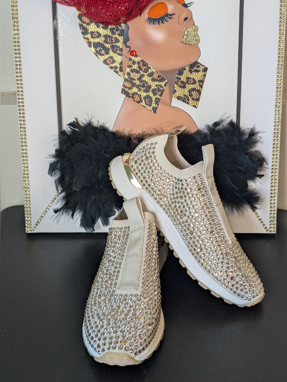Michael Kors Gold Cream Blingy Rhinestone Sneakers